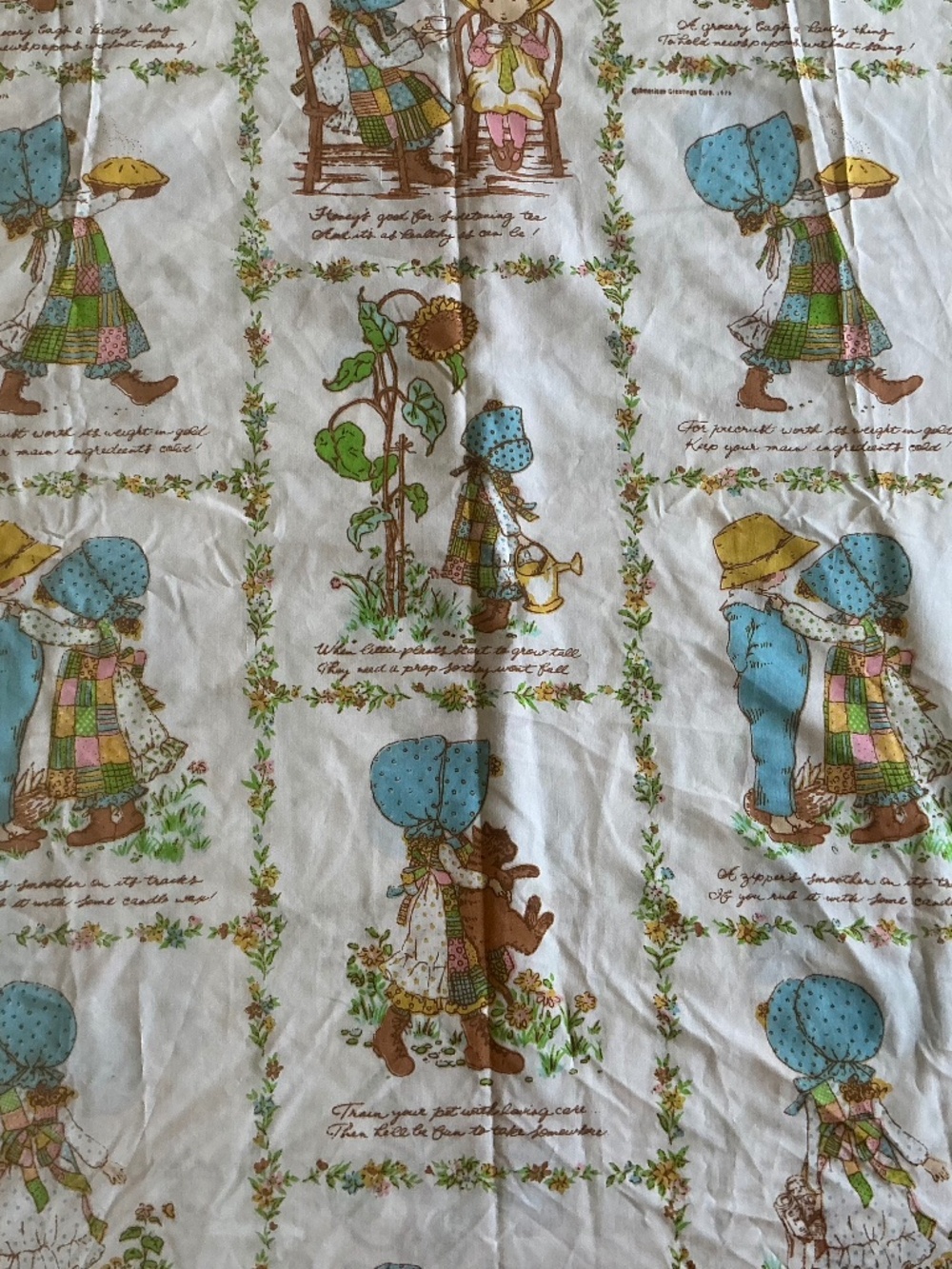 Vintage 1976 American Greetings Holly Hobbie Flat Fitted sheet 80 x 92